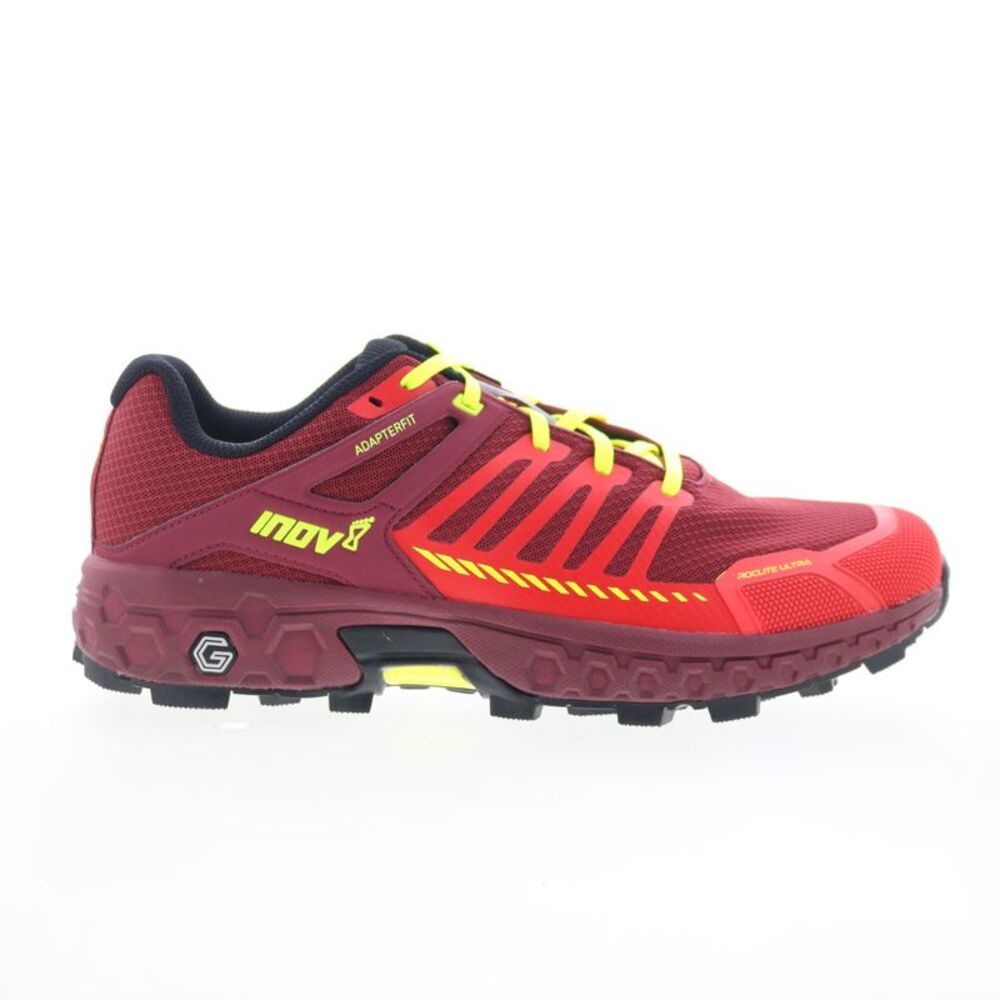 Inov-8 Men's Athletic Trail Shoe in Red with Yellow Accents